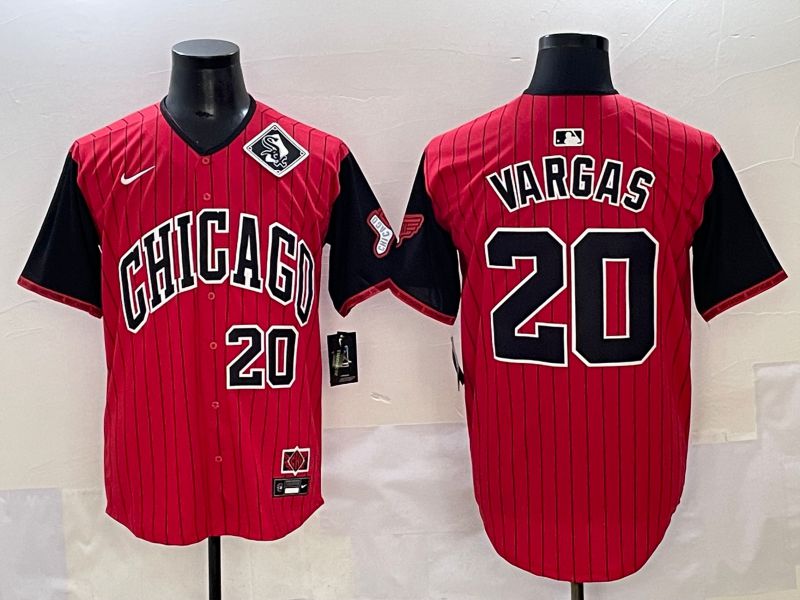 Men 2025 Chicago White Sox #20 Vargas Red Stripe Joint Name Nike MLB Jersey style 14->chicago white sox->MLB Jersey